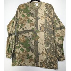Duofold Mens Large Long Sleeve Real Tree Camo Thermal Shirt Made in USA Brown